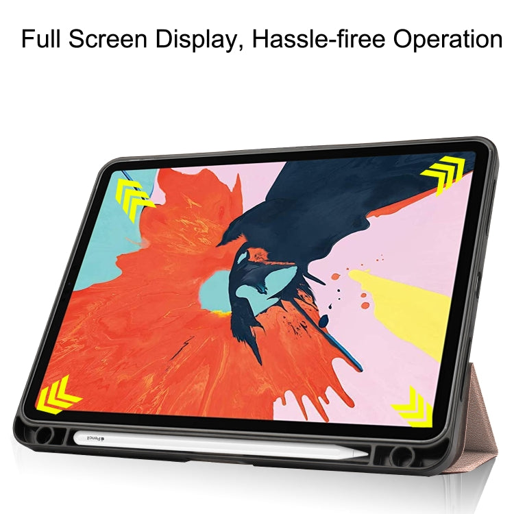 For iPad Air 2022 / 2020 10.9 Custer Texture TPU Horizontal Flip Leather Case with Sleep / Wake-up Function & Three-folding Holder & Pen Slot