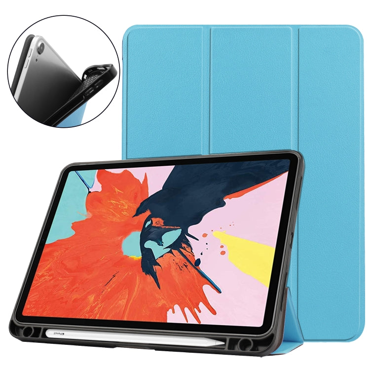 For iPad Air 2022 / 2020 10.9 Custer Texture TPU Horizontal Flip Leather Case with Sleep / Wake-up Function & Three-folding Holder & Pen Slot