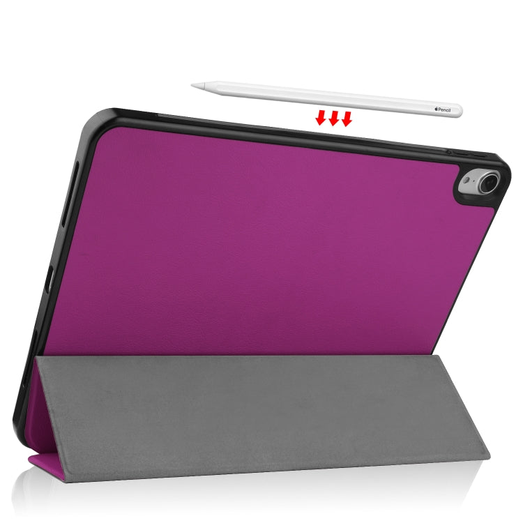 For iPad Air 2022 / 2020 10.9 Custer Texture TPU Horizontal Flip Leather Case with Sleep / Wake-up Function & Three-folding Holder & Pen Slot