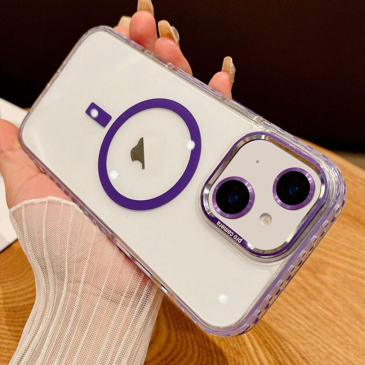 For iPhone 14 Transparent MagSafe Phone Case with Lens Film