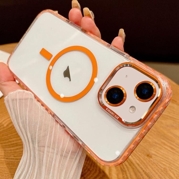 For iPhone 15 Transparent MagSafe Phone Case with Lens Film