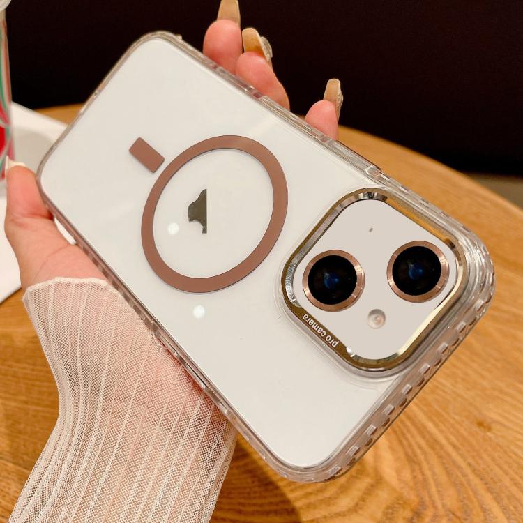 For iPhone 15 Transparent MagSafe Phone Case with Lens Film