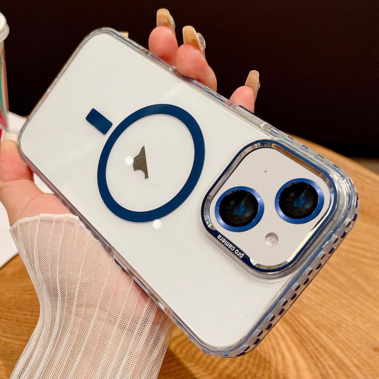 For iPhone 15 Plus Transparent MagSafe Phone Case with Lens Film