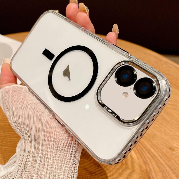 For iPhone 16 Transparent MagSafe Phone Case with Lens Film