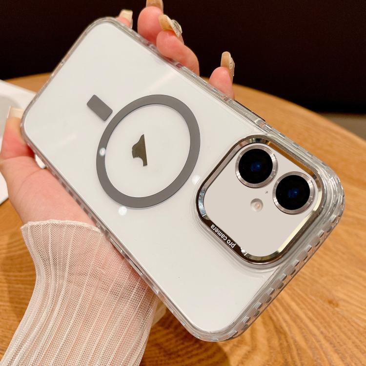 For iPhone 16 Plus Transparent MagSafe Phone Case with Lens Film