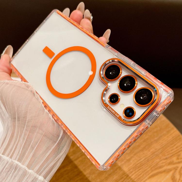 For Samsung Galaxy S22 Ultra 5G Transparent MagSafe Phone Case with Lens Film