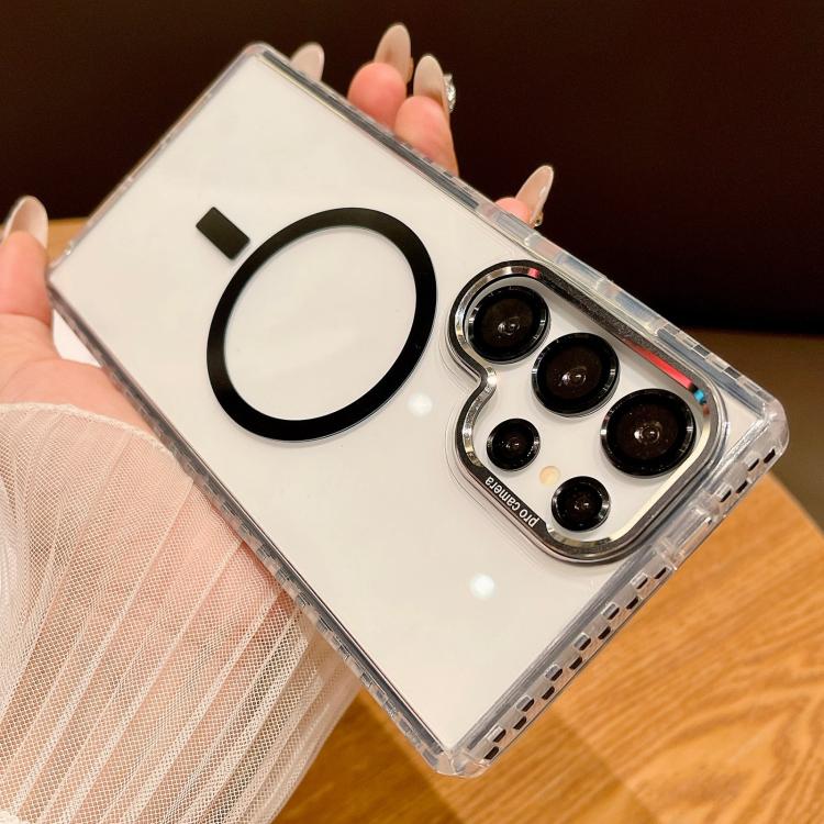 For Samsung Galaxy S22 Ultra 5G Transparent MagSafe Phone Case with Lens Film