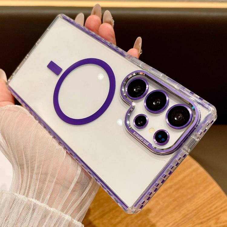 For Samsung Galaxy S25 Ultra 5G Transparent MagSafe Phone Case with Lens Film