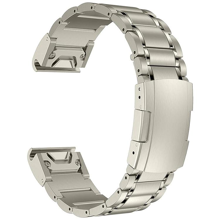 For Garmin 22mm Five-beads Titanium Alloy Push Buckle Metal Quick Release Watch Band