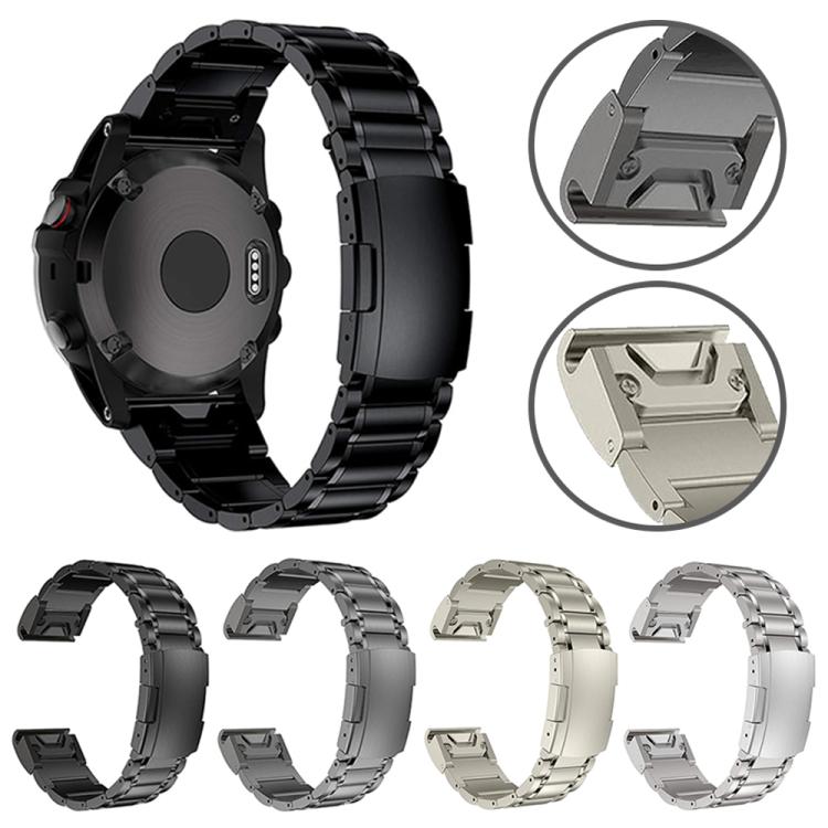 For Garmin 22mm Five-beads Titanium Alloy Push Buckle Metal Quick Release Watch Band