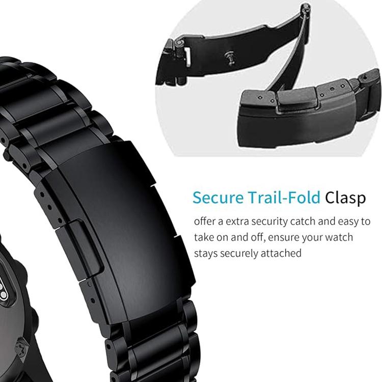 For Garmin 22mm Five-beads Titanium Alloy Push Buckle Metal Quick Release Watch Band
