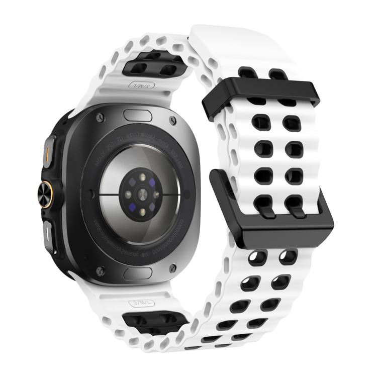 For Samsung Galaxy Watch Ultra 47mm / Ultra 2025 Ocean Two Color Dual-Row Hole Silicone Watch Band