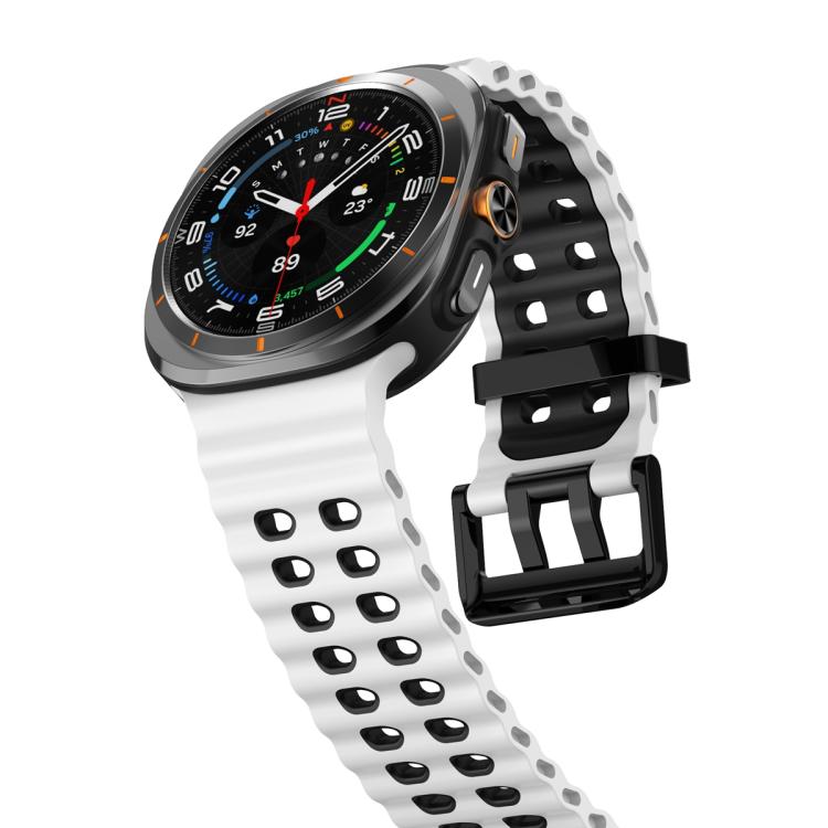 For Samsung Galaxy Watch Ultra 47mm / Ultra 2025 Ocean Two Color Dual-Row Hole Silicone Watch Band