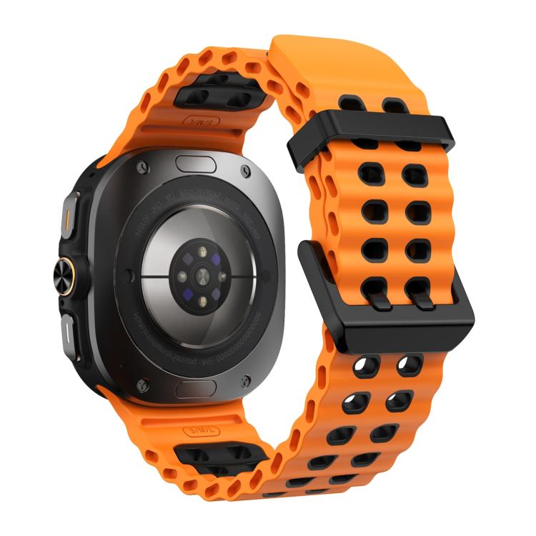 For Samsung Galaxy Watch Ultra 47mm / Ultra 2025 Ocean Two Color Dual-Row Hole Silicone Watch Band