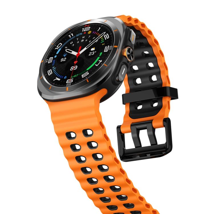 For Samsung Galaxy Watch Ultra 47mm / Ultra 2025 Ocean Two Color Dual-Row Hole Silicone Watch Band