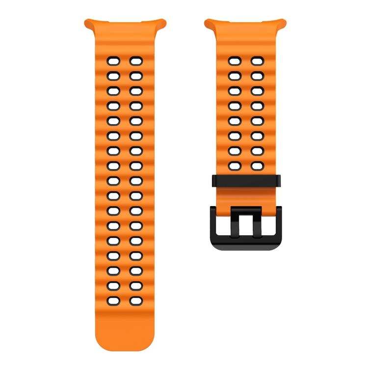 For Samsung Galaxy Watch Ultra 47mm / Ultra 2025 Ocean Two Color Dual-Row Hole Silicone Watch Band