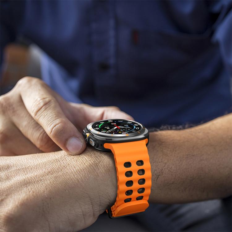 For Samsung Galaxy Watch Ultra 47mm / Ultra 2025 Ocean Two Color Dual-Row Hole Silicone Watch Band