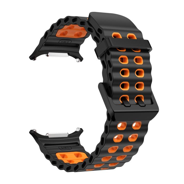 For Samsung Galaxy Watch Ultra 47mm / Ultra 2025 Ocean Two Color Dual-Row Hole Silicone Watch Band