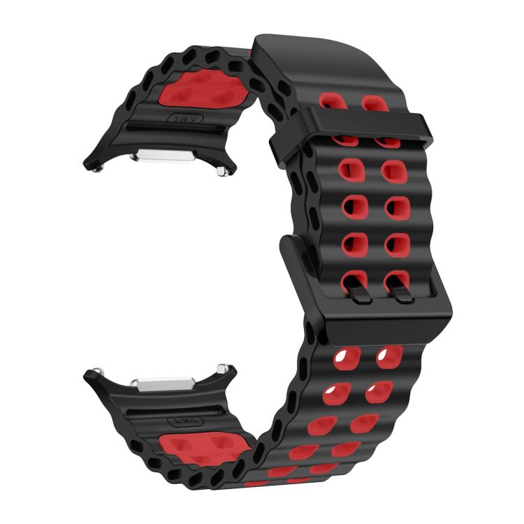 For Samsung Galaxy Watch Ultra 47mm / Ultra 2025 Ocean Two Color Dual-Row Hole Silicone Watch Band