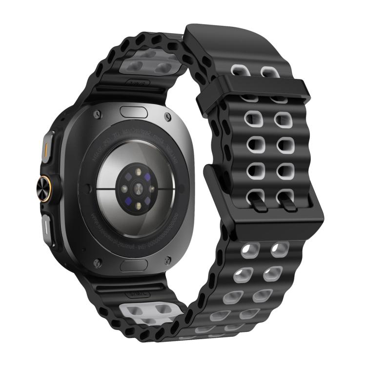 For Samsung Galaxy Watch Ultra 47mm / Ultra 2025 Ocean Two Color Dual-Row Hole Silicone Watch Band