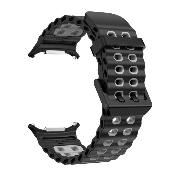 For Samsung Galaxy Watch Ultra 47mm / Ultra 2025 Ocean Two Color Dual-Row Hole Silicone Watch Band