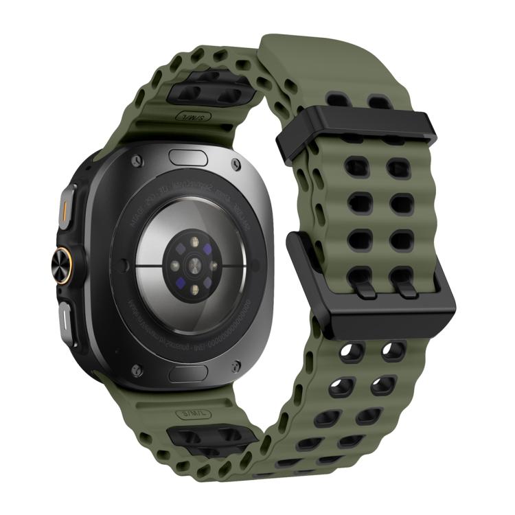 For Samsung Galaxy Watch Ultra 47mm / Ultra 2025 Ocean Two Color Dual-Row Hole Silicone Watch Band