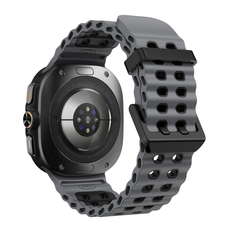 For Samsung Galaxy Watch Ultra 47mm / Ultra 2025 Ocean Two Color Dual-Row Hole Silicone Watch Band