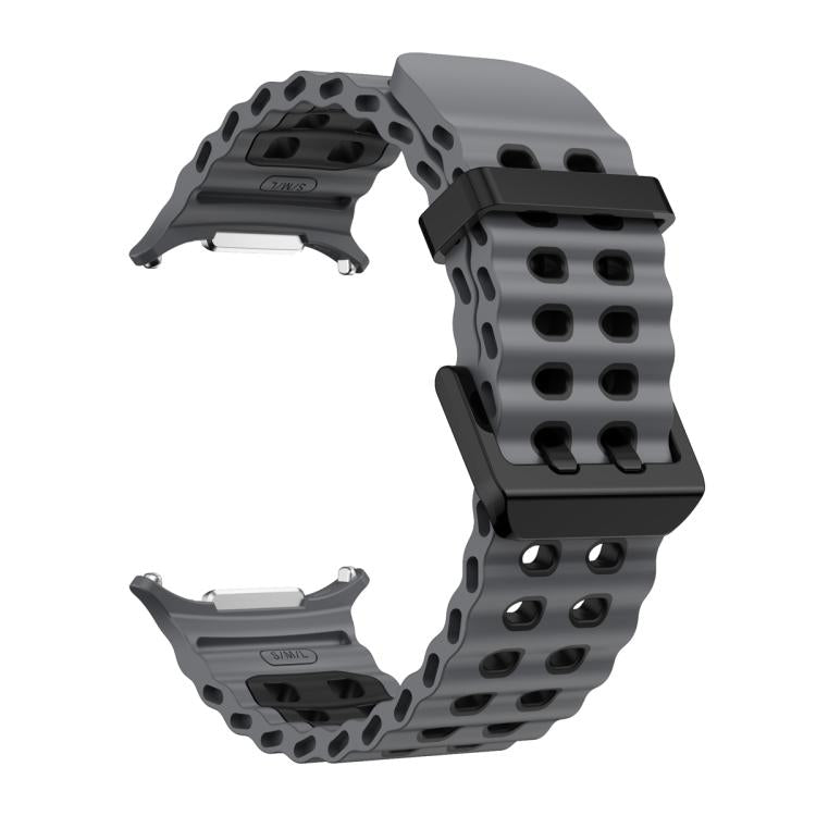 For Samsung Galaxy Watch Ultra 47mm / Ultra 2025 Ocean Two Color Dual-Row Hole Silicone Watch Band