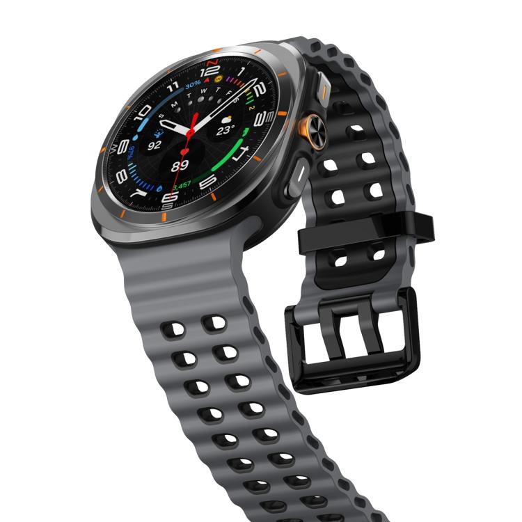 For Samsung Galaxy Watch Ultra 47mm / Ultra 2025 Ocean Two Color Dual-Row Hole Silicone Watch Band