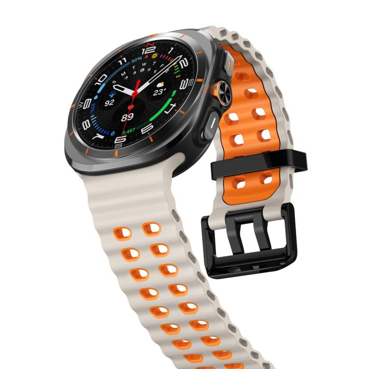 For Samsung Galaxy Watch Ultra 47mm / Ultra 2025 Ocean Two Color Dual-Row Hole Silicone Watch Band