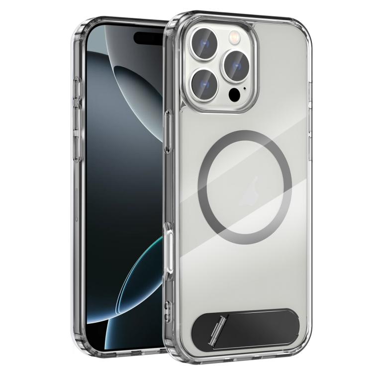 For iPhone 16 Pro Clear PC Hybrid TPU MagSafe Phone Case with Holder