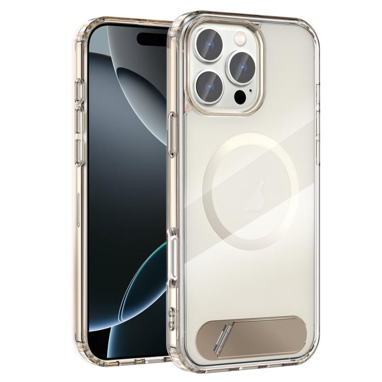 For iPhone 16 Pro Clear PC Hybrid TPU MagSafe Phone Case with Holder