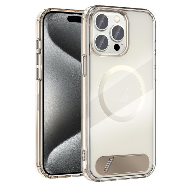 For iPhone 15 Pro Max Clear PC Hybrid TPU MagSafe Phone Case with Holder