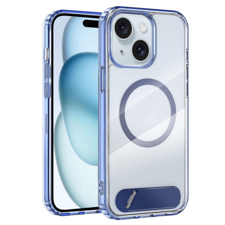 For iPhone 15 Clear PC Hybrid TPU MagSafe Phone Case with Holder