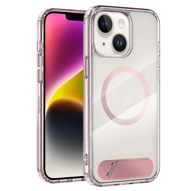 For iPhone 14 Clear PC Hybrid TPU MagSafe Phone Case with Holder