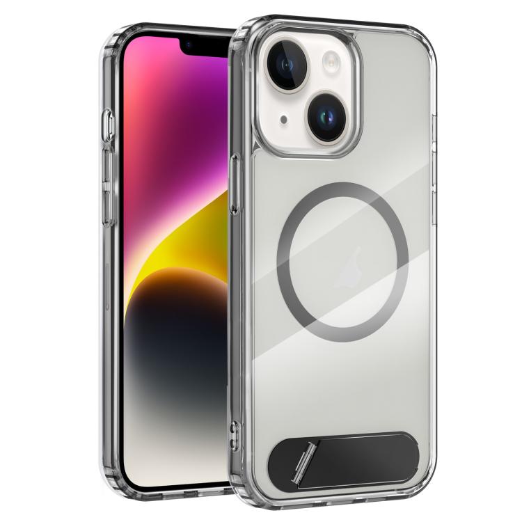 For iPhone 14 Clear PC Hybrid TPU MagSafe Phone Case with Holder