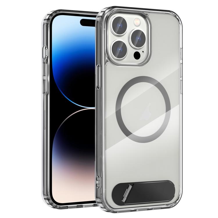 For iPhone 14 Pro Clear PC Hybrid TPU MagSafe Phone Case with Holder