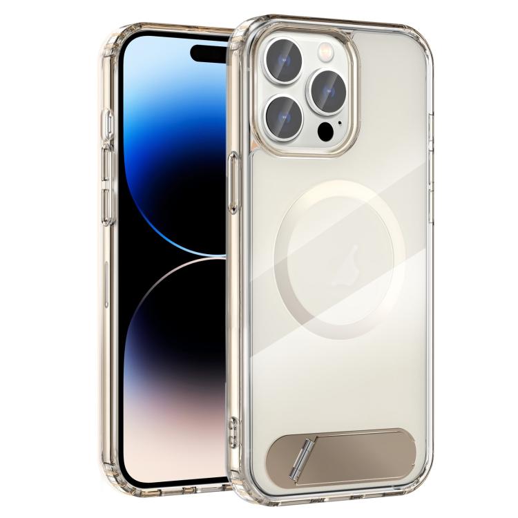 For iPhone 14 Pro Clear PC Hybrid TPU MagSafe Phone Case with Holder