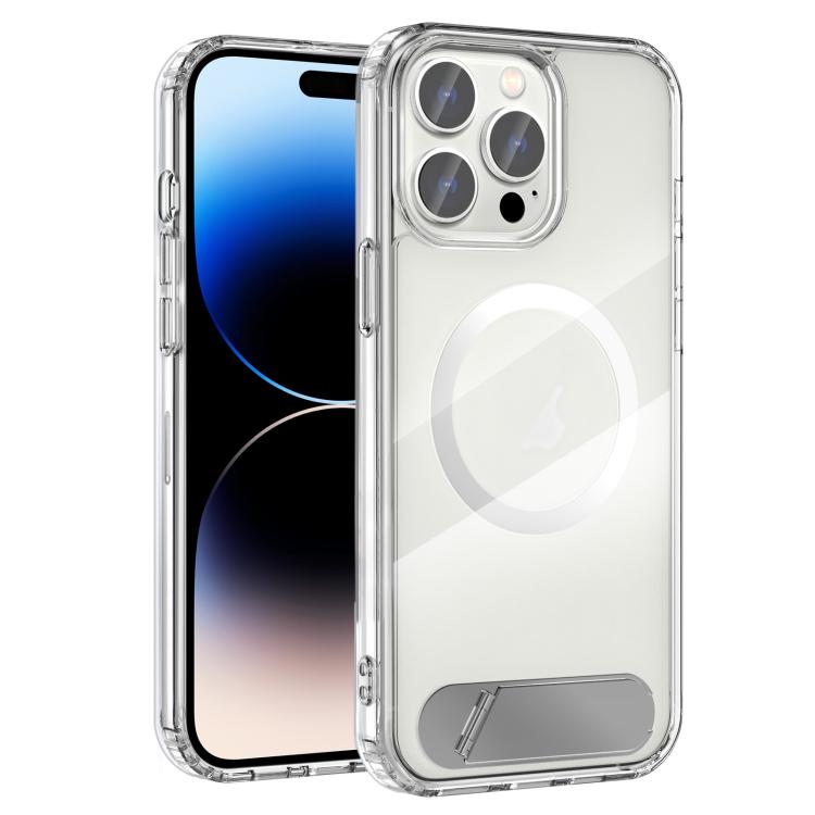 For iPhone 14 Pro Max Clear PC Hybrid TPU MagSafe Phone Case with Holder