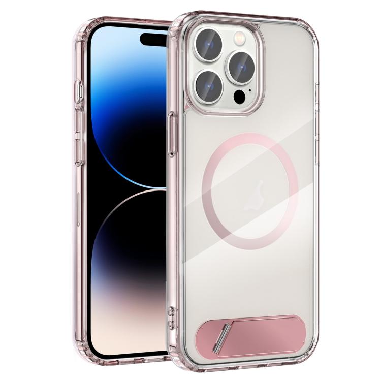 For iPhone 14 Pro Max Clear PC Hybrid TPU MagSafe Phone Case with Holder