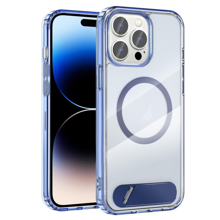 For iPhone 14 Pro Max Clear PC Hybrid TPU MagSafe Phone Case with Holder