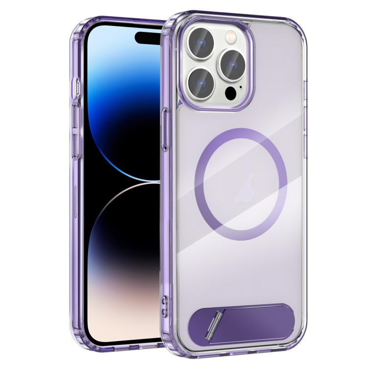 For iPhone 14 Pro Max Clear PC Hybrid TPU MagSafe Phone Case with Holder