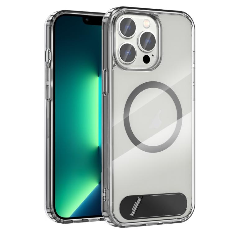 For iPhone 13 Pro Max Clear PC Hybrid TPU MagSafe Phone Case with Holder