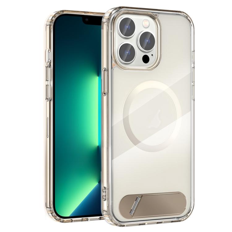 For iPhone 13 Pro Max Clear PC Hybrid TPU MagSafe Phone Case with Holder