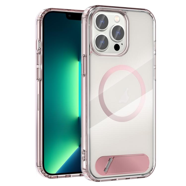 For iPhone 13 Pro Clear PC Hybrid TPU MagSafe Phone Case with Holder