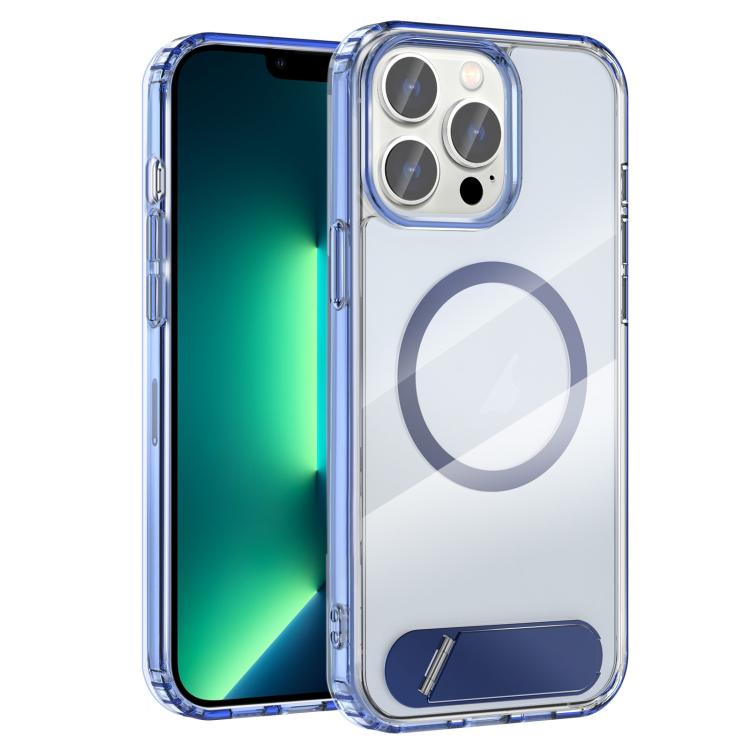 For iPhone 13 Pro Clear PC Hybrid TPU MagSafe Phone Case with Holder