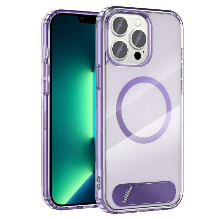 For iPhone 13 Pro Clear PC Hybrid TPU MagSafe Phone Case with Holder