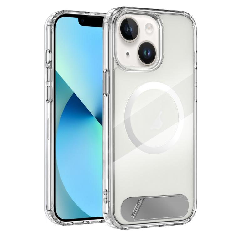 For iPhone 13 Clear PC Hybrid TPU MagSafe Phone Case with Holder