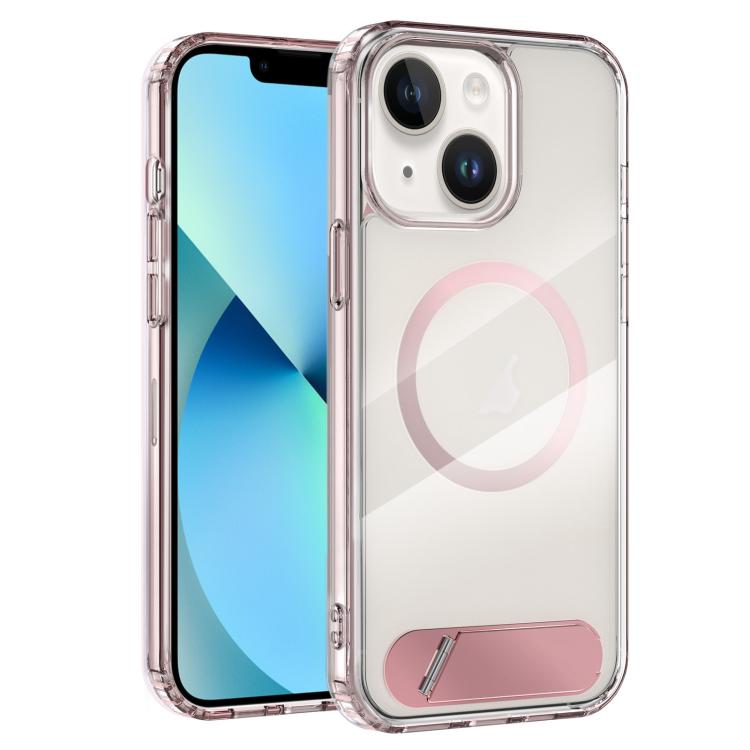 For iPhone 13 Clear PC Hybrid TPU MagSafe Phone Case with Holder