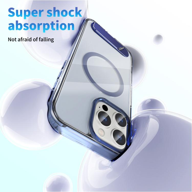 For iPhone 16 Pro Max Clear PC Hybrid TPU MagSafe Phone Case with Holder